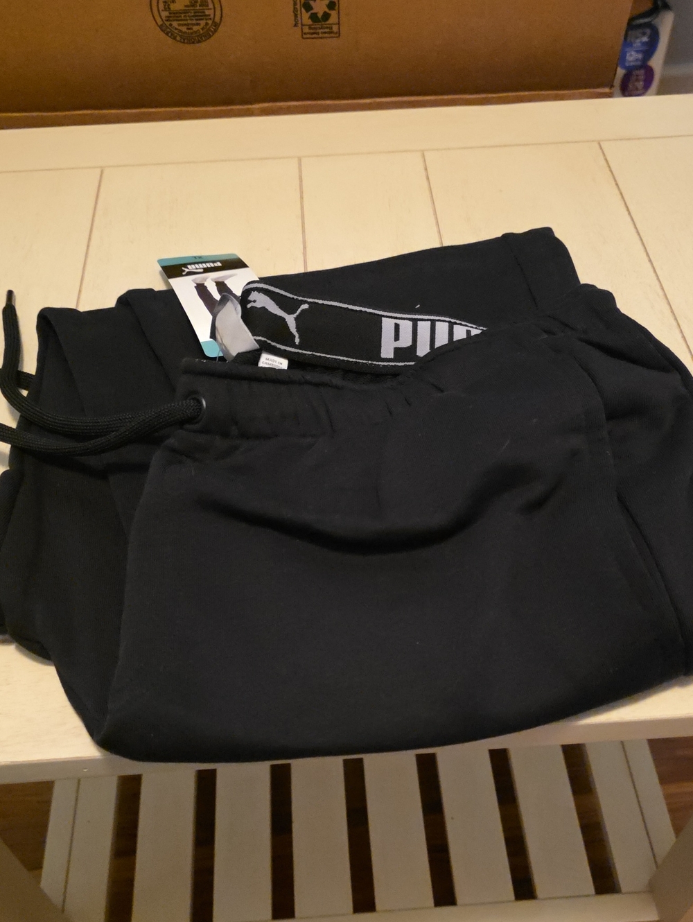 Puma Black Mens Joggers with Logo Waistband